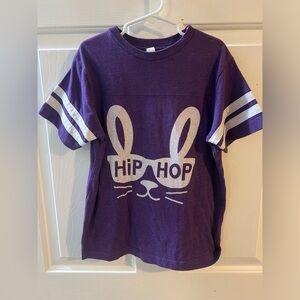 Purple and White Short Sleeve Tee with Sporty Stripes